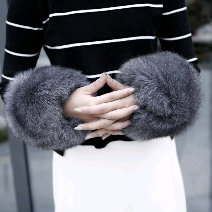 Warm sleeves fur fur cuff gloves windproof cuffs bracelets imitation rabbit fur imitation fox fur wristbands hand ring