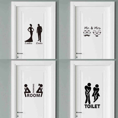 Mr. & Mrs. Quotes Toilet Door Sticker Fashion Bathroom Door Decals Diy Waterproof Wall Art Vinyl Removable Poster Home Decor