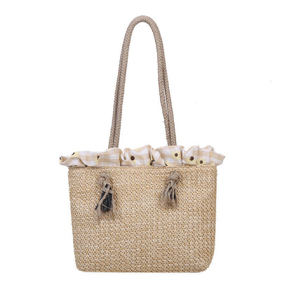 Fashion Women's Summer Straw Bag Tote Shoulder Bags Large Wicker Woven HandBag Female New Braided Raffia Pouch Beach Bag