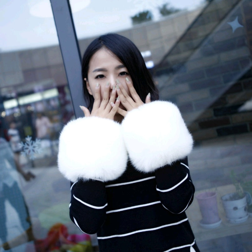 Warm sleeves fur fur cuff gloves windproof cuffs bracelets imitation rabbit fur imitation fox fur wristbands hand ring