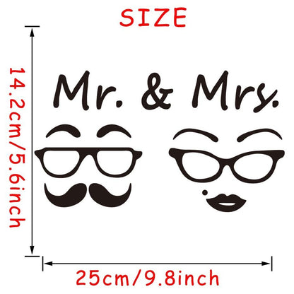 Mr. & Mrs. Quotes Toilet Door Sticker Fashion Bathroom Door Decals Diy Waterproof Wall Art Vinyl Removable Poster Home Decor