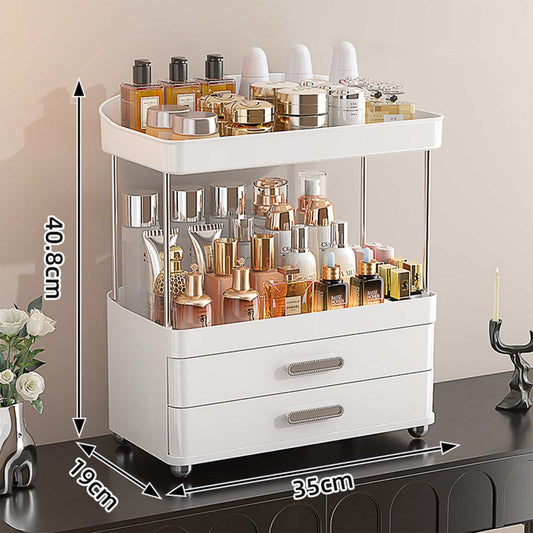 Makeup Organizer – 4-Tier 2 Drawers Vanity Storage for Cosmetics.
