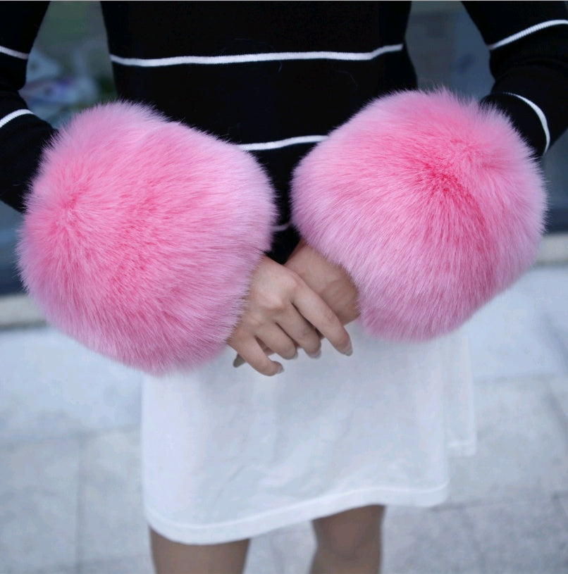 Warm sleeves fur fur cuff gloves windproof cuffs bracelets imitation rabbit fur imitation fox fur wristbands hand ring