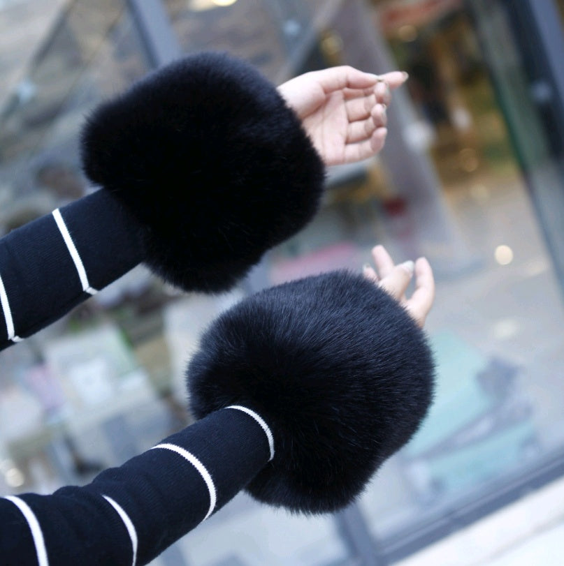 Warm sleeves fur fur cuff gloves windproof cuffs bracelets imitation rabbit fur imitation fox fur wristbands hand ring