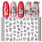 1pc Flowers Rose Red Black Sliders Adhesive Decoration Nail Art Stickers Russian Design 3D Adhesive Slider Decals