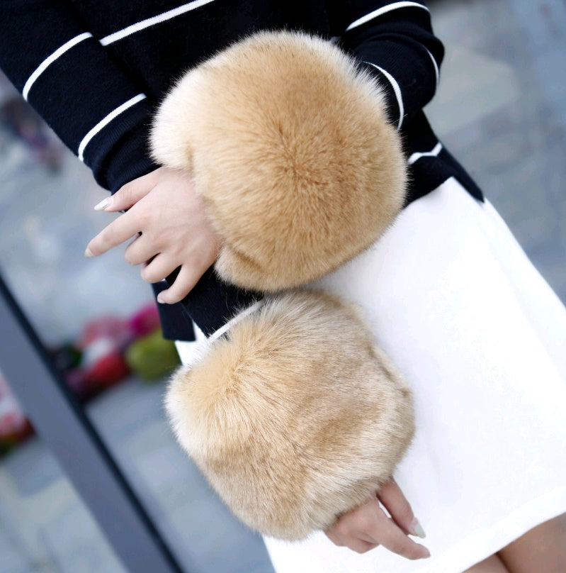 Warm sleeves fur fur cuff gloves windproof cuffs bracelets imitation rabbit fur imitation fox fur wristbands hand ring