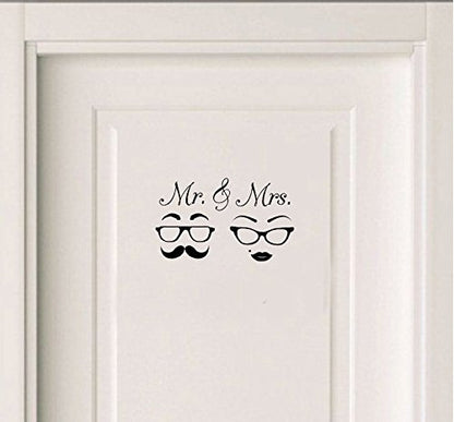 Mr. & Mrs. Quotes Toilet Door Sticker Fashion Bathroom Door Decals Diy Waterproof Wall Art Vinyl Removable Poster Home Decor