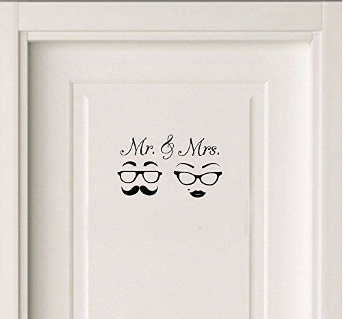 Mr. & Mrs. Quotes Toilet Door Sticker Fashion Bathroom Door Decals Diy Waterproof Wall Art Vinyl Removable Poster Home Decor